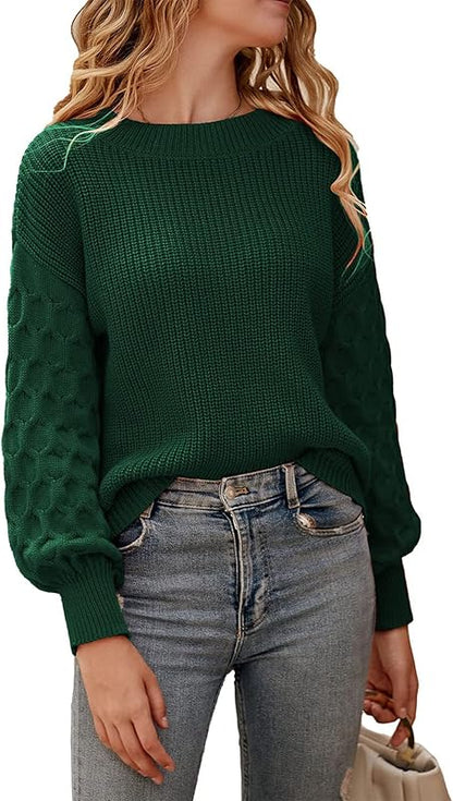 PRETTYGARDEN Women 2024 Winter Pullover Sweater Casual Long Sleeve Crewneck Loose Chunky Knit Jumper Tops Blouse