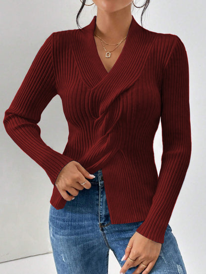 Long Sleeve Solid Color Slim Fit Sweater Women's Clothing Knitwear Fashion