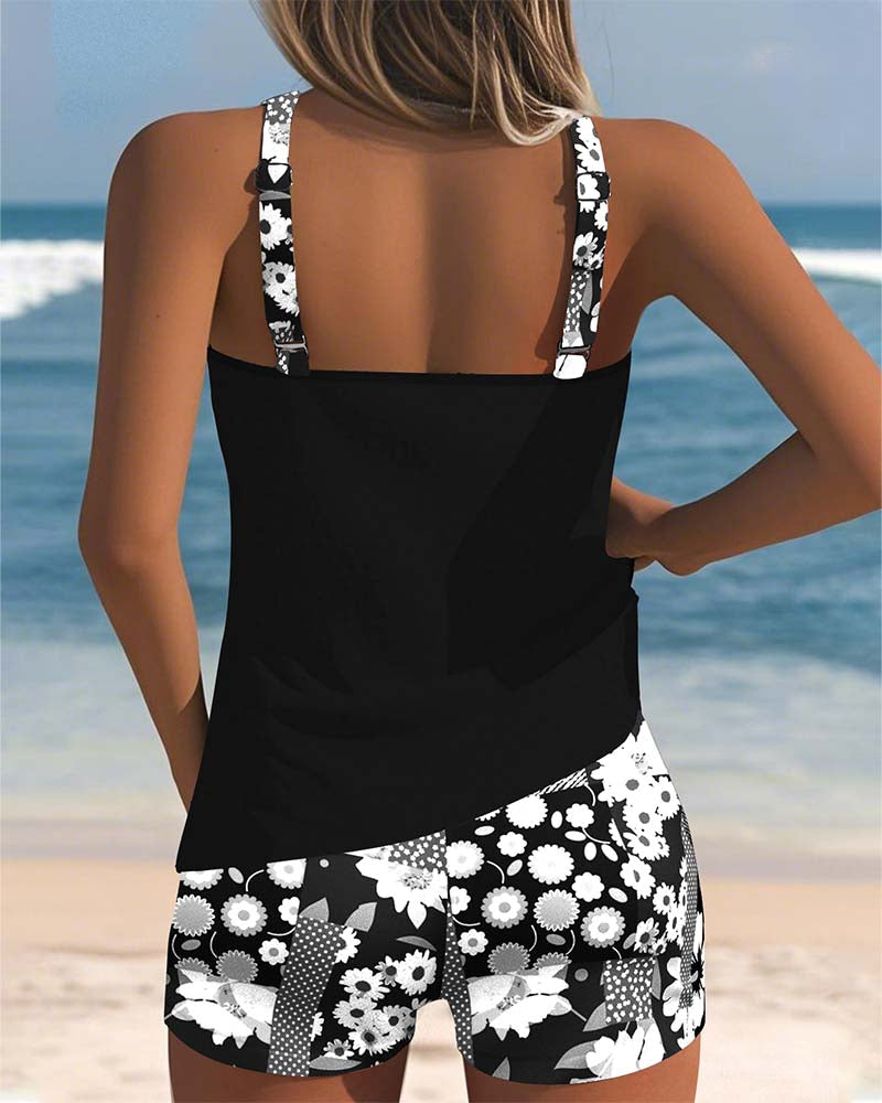 Women's Floral Tankini Swim Set Racerback Two Piece