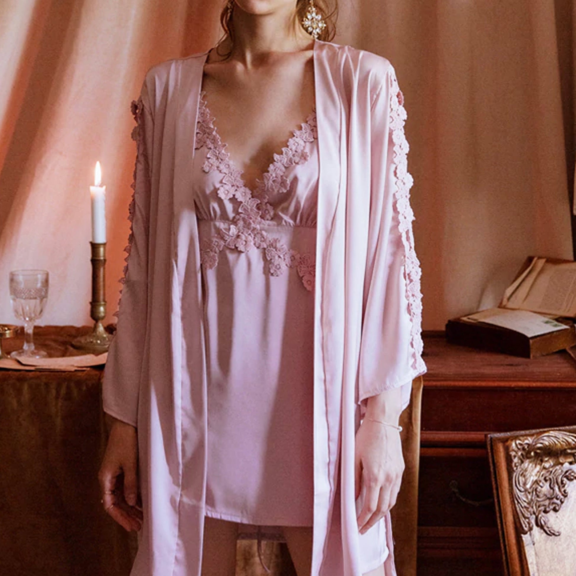 LIANE SILKY 3D FLORAL NIGHTGOWN LINGERIE - Seldom Seen Styles