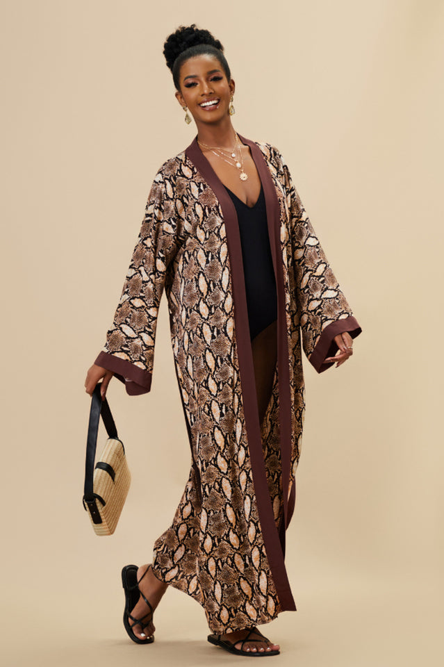 Print Belted Kimono Dress - Seldom Seen Styles