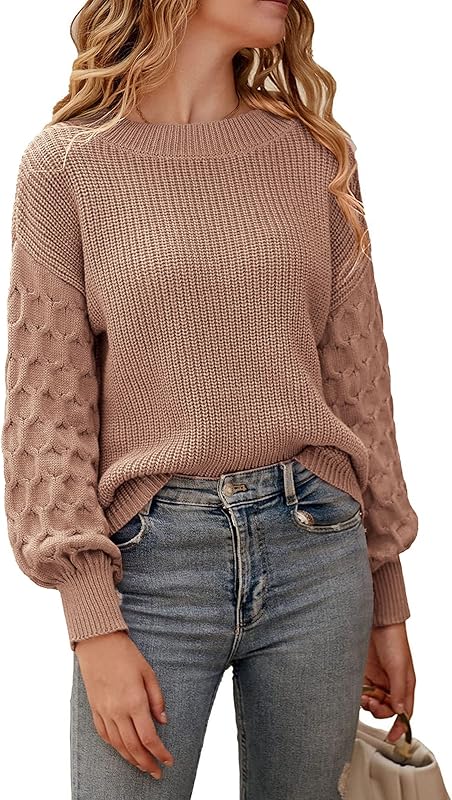 PRETTYGARDEN Women 2024 Winter Pullover Sweater Casual Long Sleeve Crewneck Loose Chunky Knit Jumper Tops Blouse