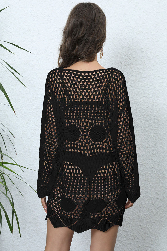 Long Sleeve Hollow Out Cover Up - Seldom Seen Styles