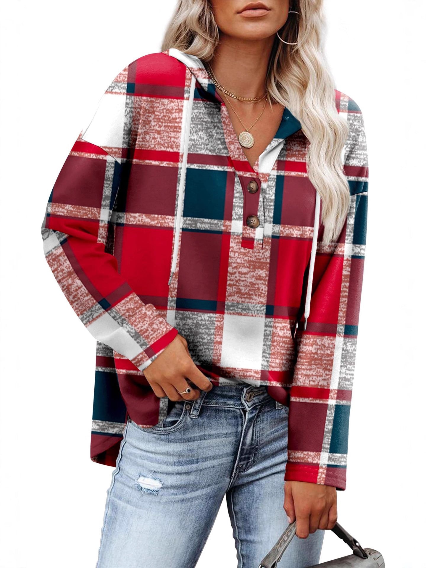 Womens Tops V Neck Button Sweatshirt for Women Pullover Long Sleeve Shirts Fall Outfits 2025 Loose Fit - Seldom Seen Styles