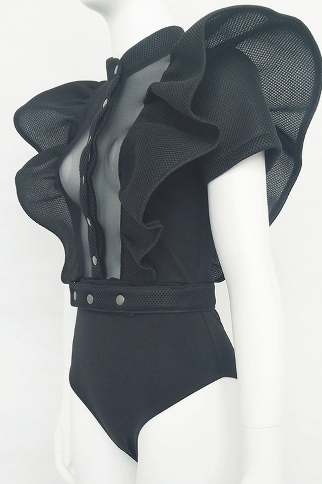 Goth Sissy Party Ruffle Bodysuit - Seldom Seen Styles