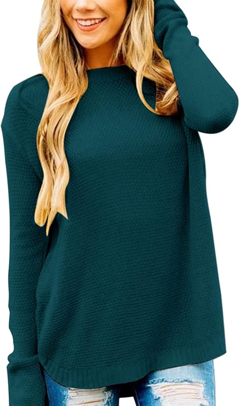 MEROKEETY Women&#39;s 2024 Fall Long Sleeve Oversized Crew Neck Solid Color Knit Pullover Sweater Tops