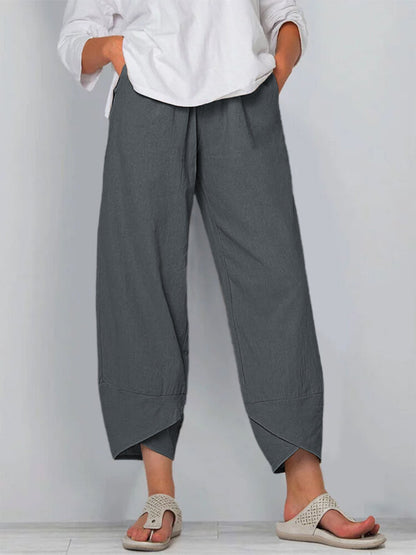Damen Caprihose Lässige Sommerhose aus Baumwolle Kurzhose Loungehose