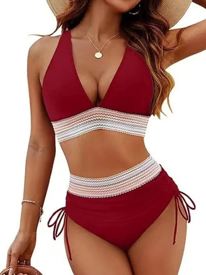 Flattering Deep V High-Waist Bikini