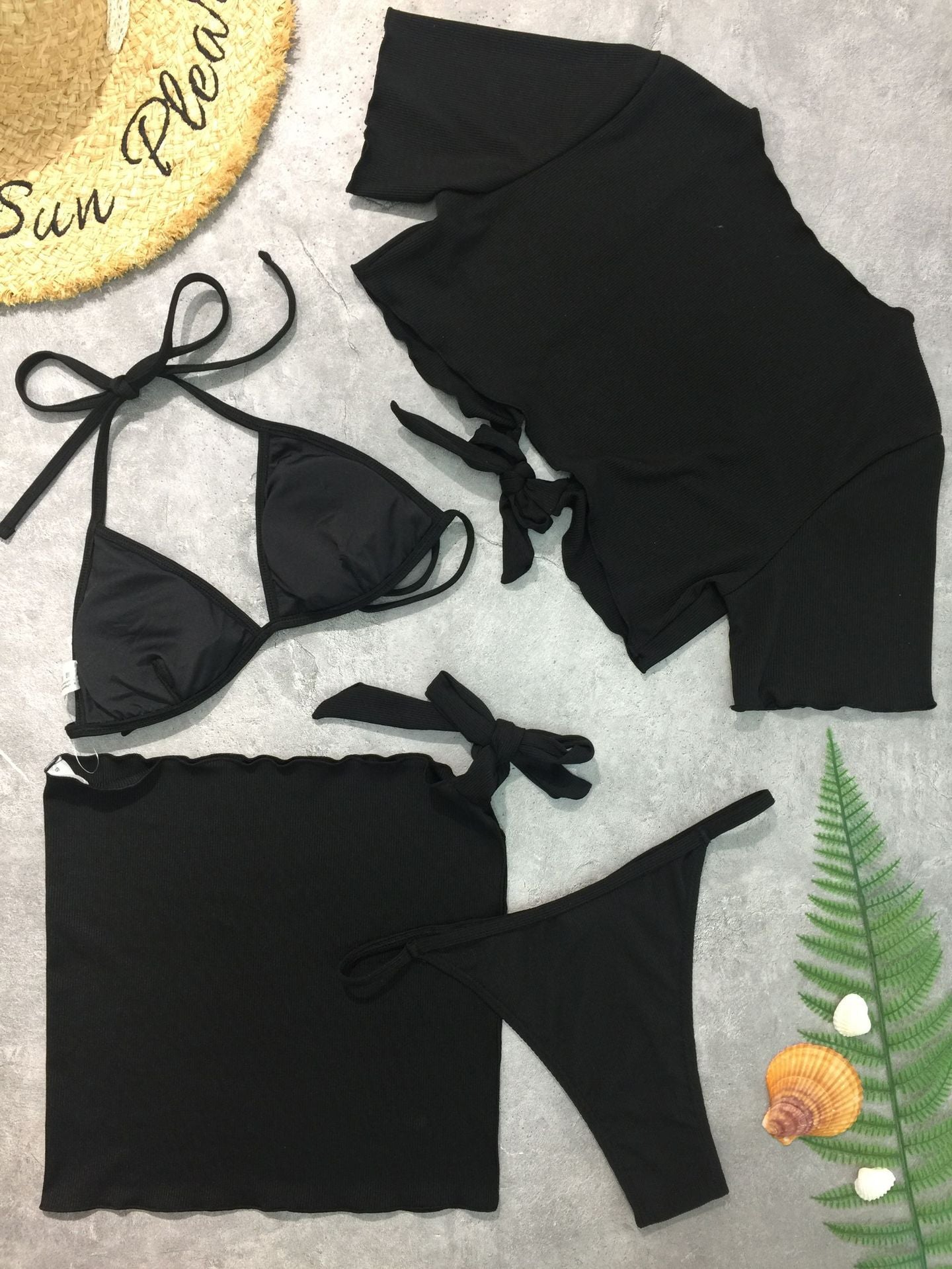 skirted swimwear west coast bikini Strapless Bikini Striped Four-Piece Set Adjustable bikini Swimsuit - Seldom Seen Styles