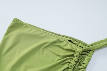 Maxikleid mit Schlitz, One-Shoulder-Kleid, zweiteiliges Rockset, sexy rotes One-Shoulder-Kleid