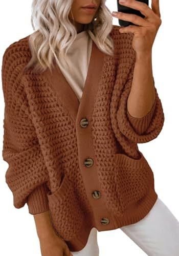 Women's 2024 Fashion Casual Open Front Long Sleeve Chunky Knit Cardigans Sweaters Outerwear Coats - Seldom Seen Styles