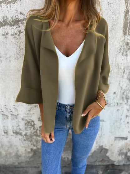 Casual Faux Suede Cardigan Buttonless Solid Color Lapel Jacket for Women,Peculiaral Faux Suede Cardigan for Layering