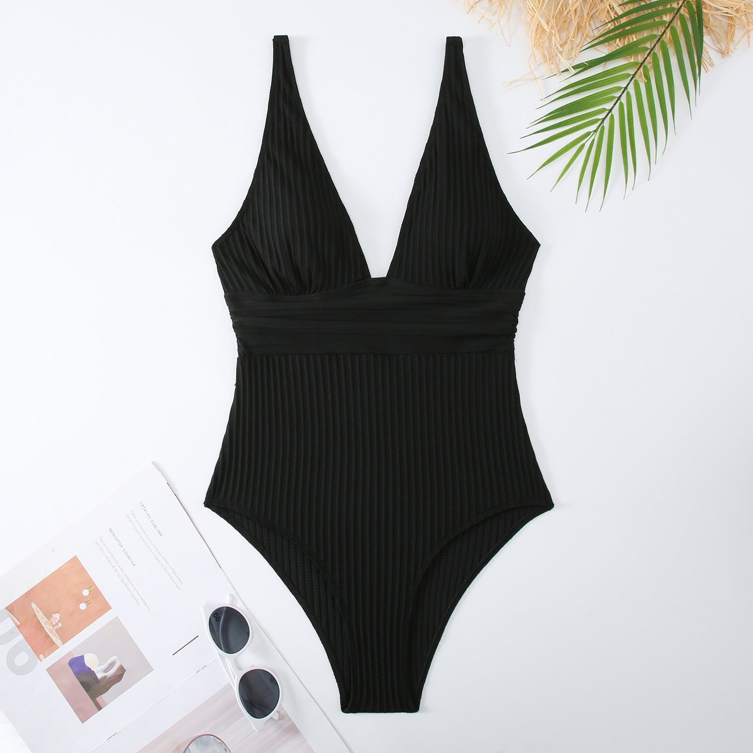 swimwear for big busts plus wear swimwear  Solid Color V Strappy Swimsuit  Backless Tummy Control Slimming Swimwear for Women - Seldom Seen Styles