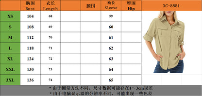 Women's UPF 50 Long Sleeve Sun Protection Shirts Safari Fishing Hiking