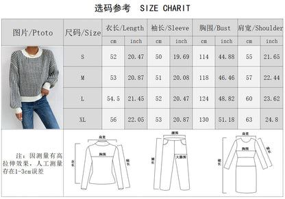 spring  autumn thread pullover round neck sweater  women's  Vertical stripe  casual knitted shirt