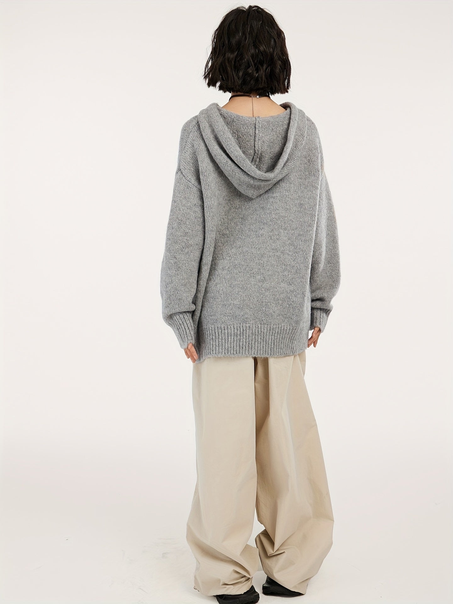 Cozy Gray Hoodie Sweater with Letter Design - Perfect for All Seasons