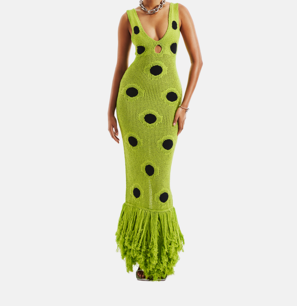 Hollow design knitted long skirt