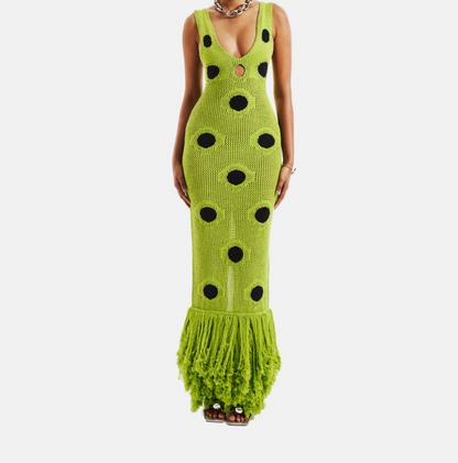 Hollow design knitted long skirt