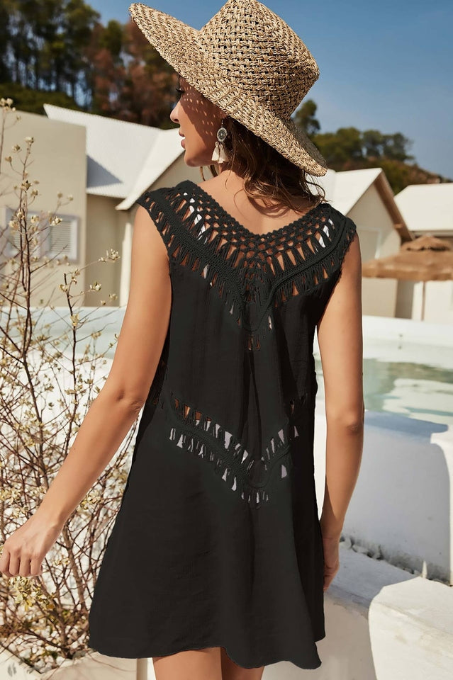 Openwork Sleeveless Cover-Up Dress - Seldom Seen Styles