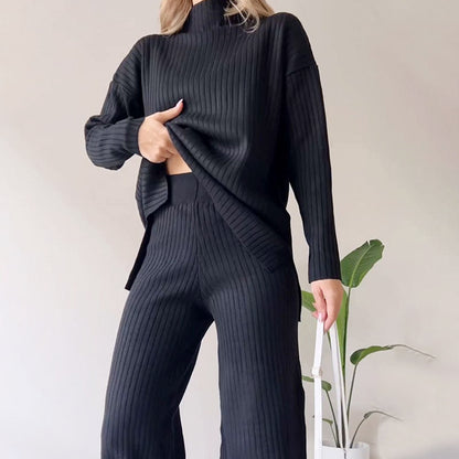 Chic slit casual two-piece set