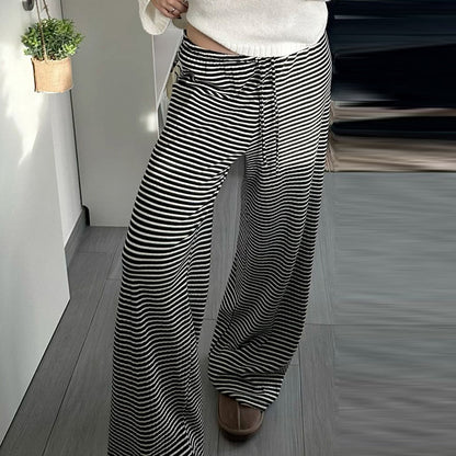 Women's Striped Print Pants, Pants for Women, Chic Casual Fitted Comfy Trousers for Everyday Daily Wear, Suitable for Regular Wear, Fall Ladies Bottoms, Downtown Girl Clothes, Fit Trousers for Women, Striped Pants, Going Out Bottoms, Womenswear