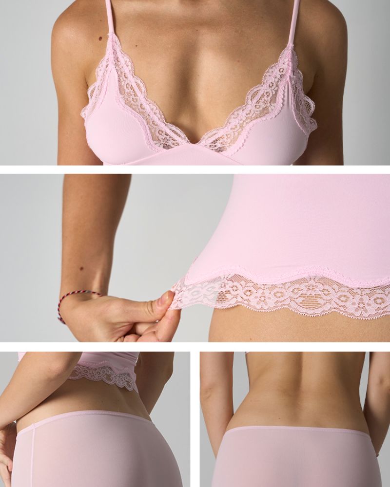 Lace Trim Cami And Short Set