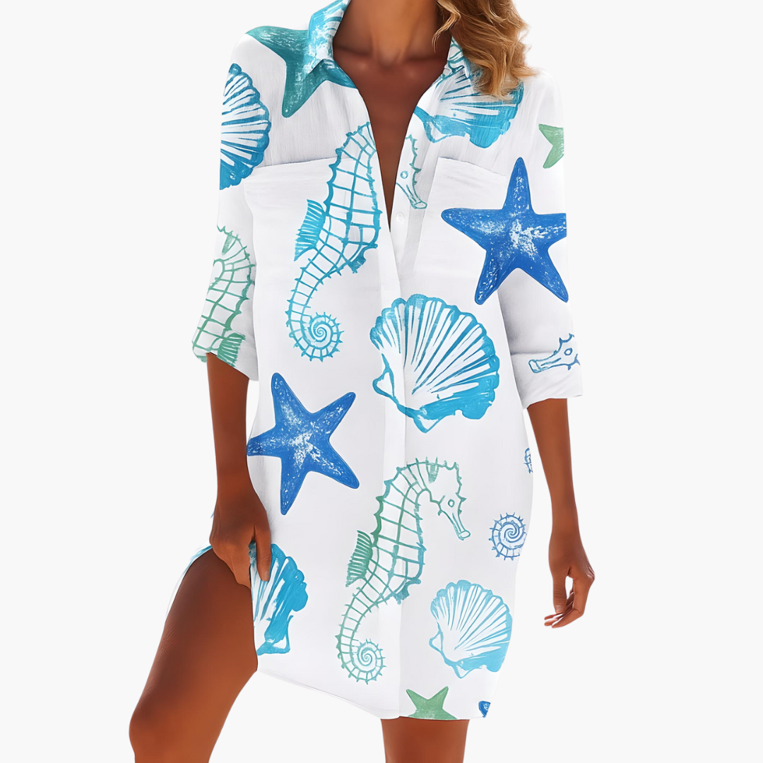 Women's Shirt Dress with Long Sleeves and Button Placket - Seldom Seen Styles