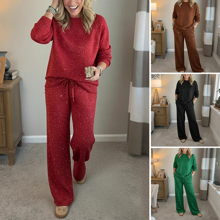 Two-piece set suitable for women - pleated sweater and pants combination