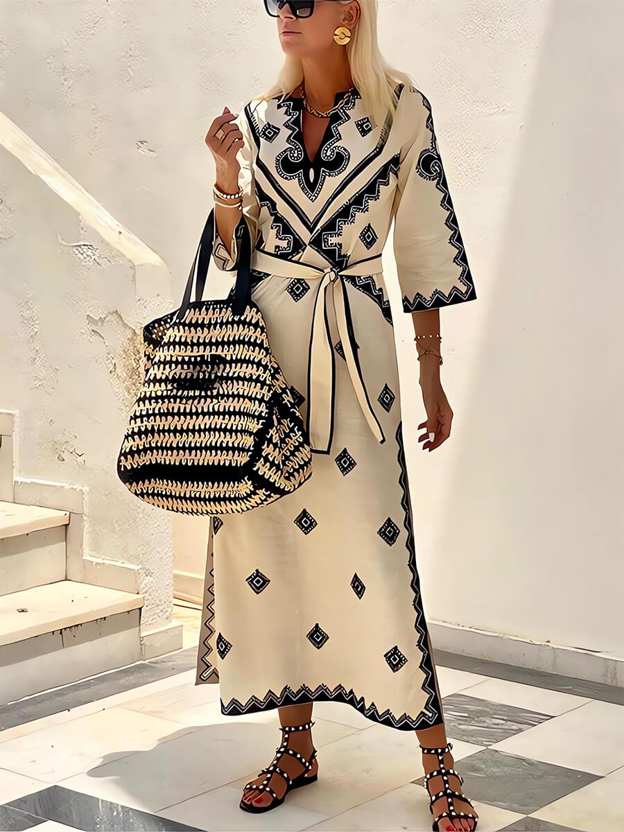 V-Neck Belt Dress - Seldom Seen Styles