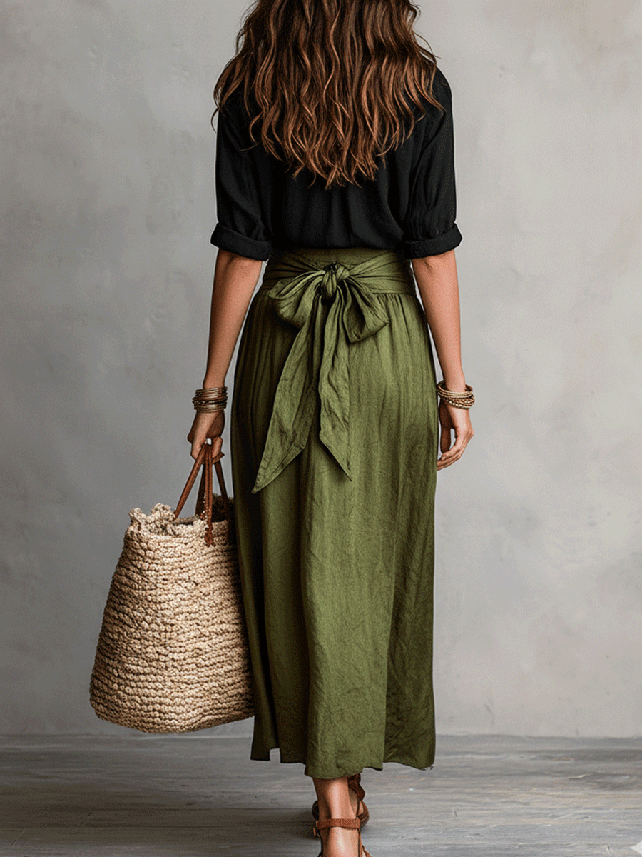 Women's Boho Two Piece Skirt Set Maxi Skirt and Top Casual Summer Vacation Outfit - Seldom Seen Styles