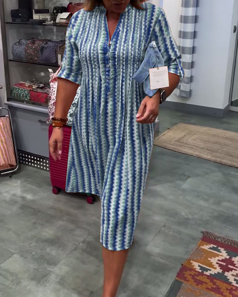 Shirt Dresses for Women Casual Long Sleeve Button Down Loose Striped Cotton Maxi Shirt Dress - Seldom Seen Styles