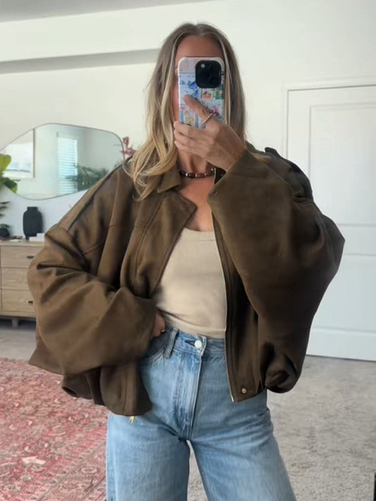 Cozy Touch Oversized Bomber Jacket - Seldom Seen Styles