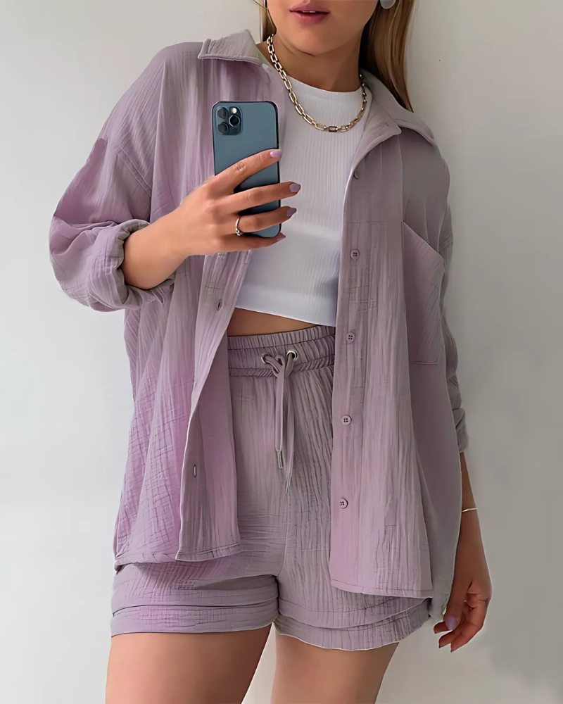 Modern Button-Up Shorts Set - Seldom Seen Styles