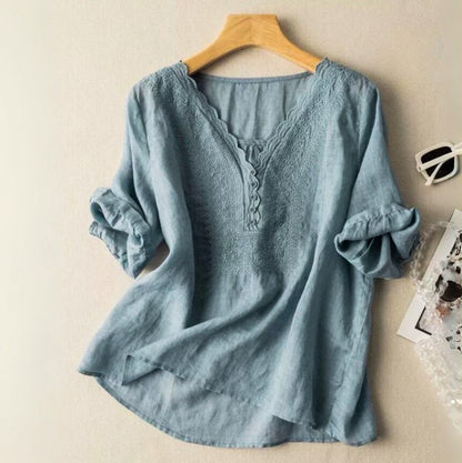 Blouse Luciana en coton et lin