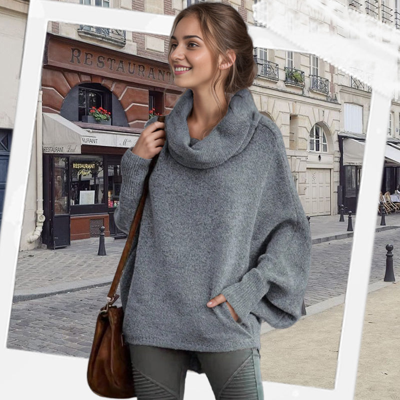 🎉50% OFF🥳Women's Batwing Cowl Neck Sweater with Pockets - Seldom Seen Styles