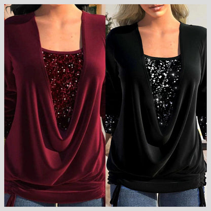 Damesshirt met lange mouwen en pailletten