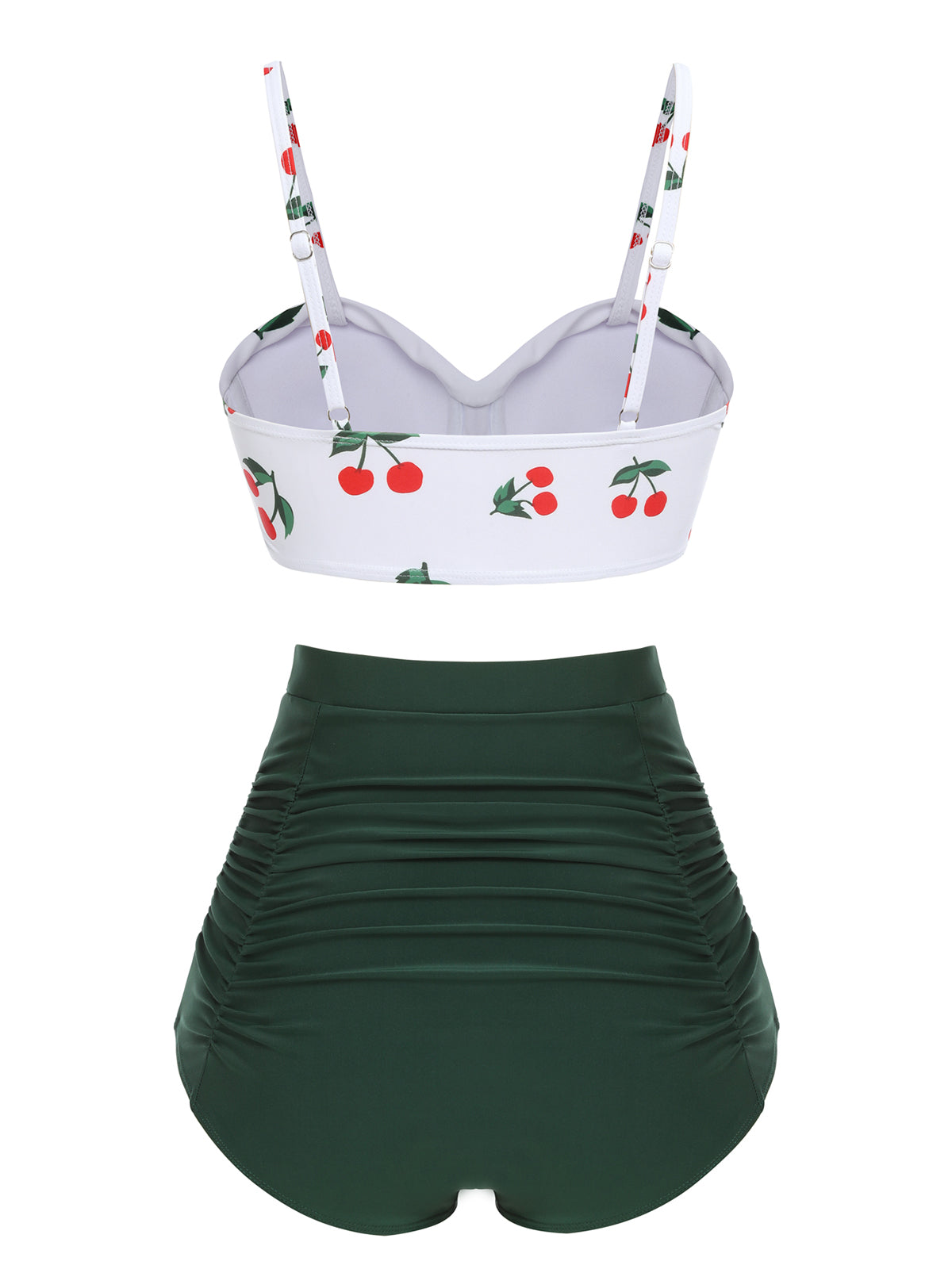 2PCS 1950s Cherry Spaghetti Strap Bikini Set - Seldom Seen Styles