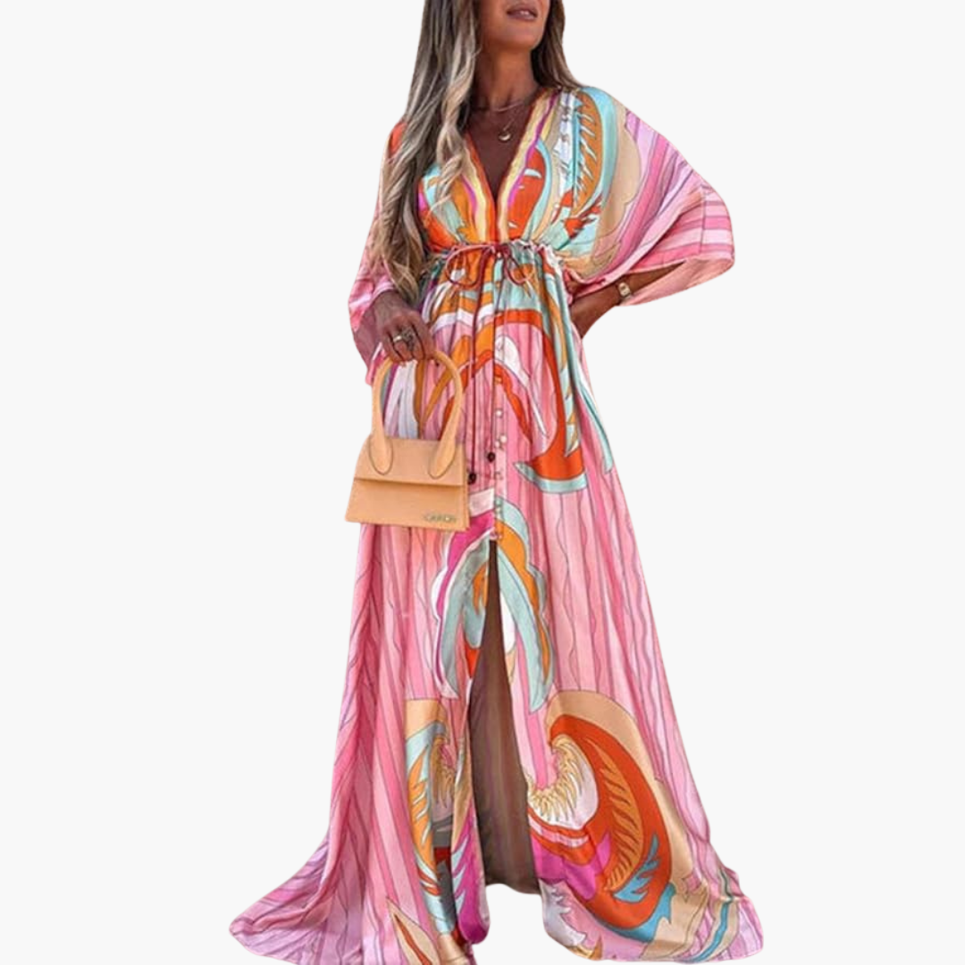 Colorful Summer Dress - Women's Maxi Dress with Floral Print - Seldom Seen Styles