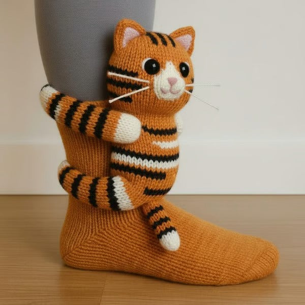 Animal Socks, 3D Knit Animal Socks for Women, Cute Handmade Plush Animals Design Sock