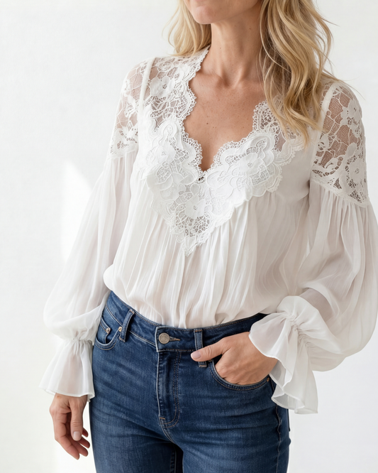 Lace V Neck Blouse - Seldom Seen Styles