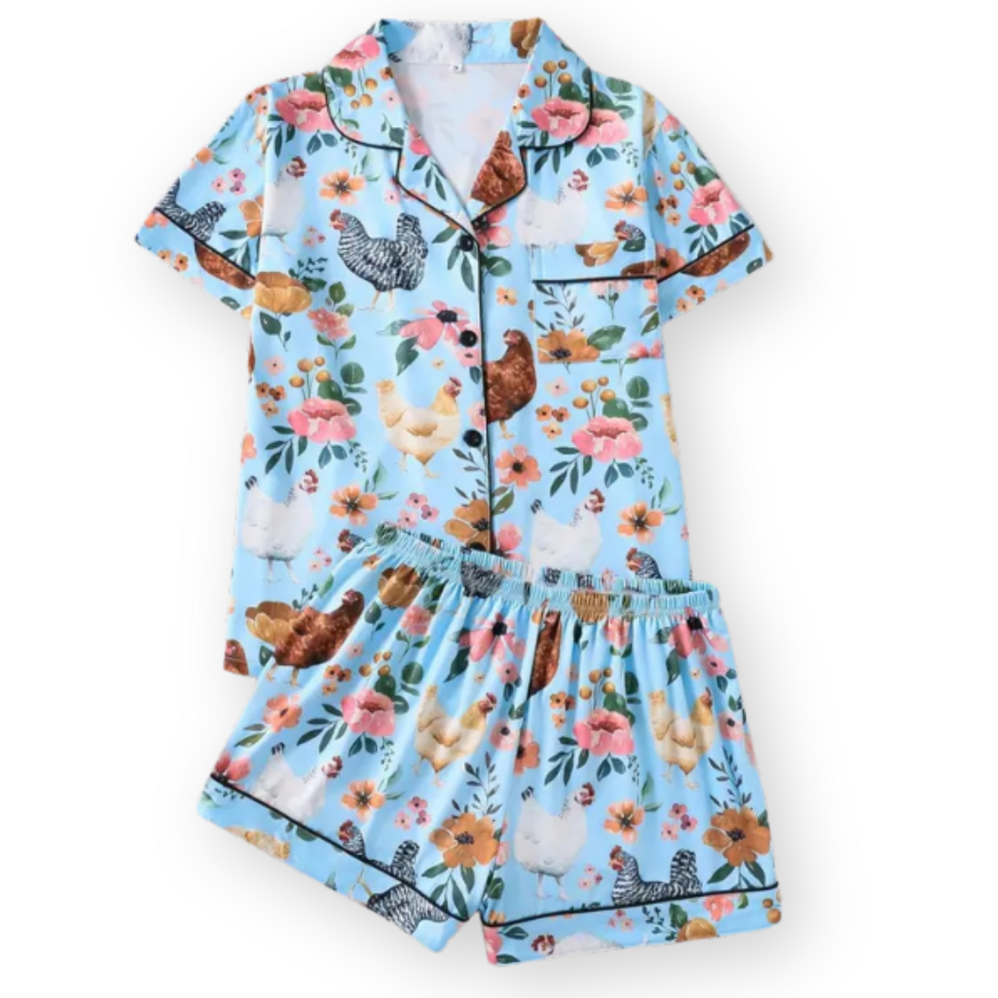 Floral Chicken Women's Pajama Set - Seldom Seen Styles