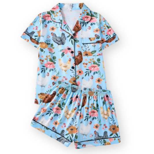 Floral Chicken Women's Pajama Set - Seldom Seen Styles