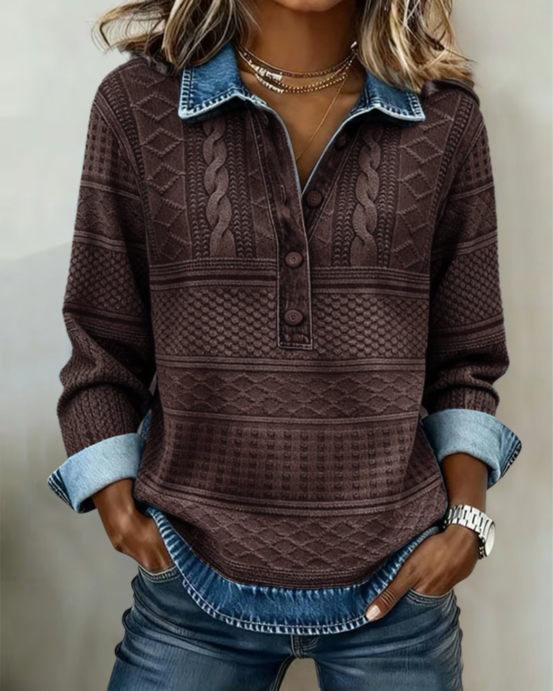 Dolores |Trendy Sweatshirt with Half Button and Collar - Seldom Seen Styles