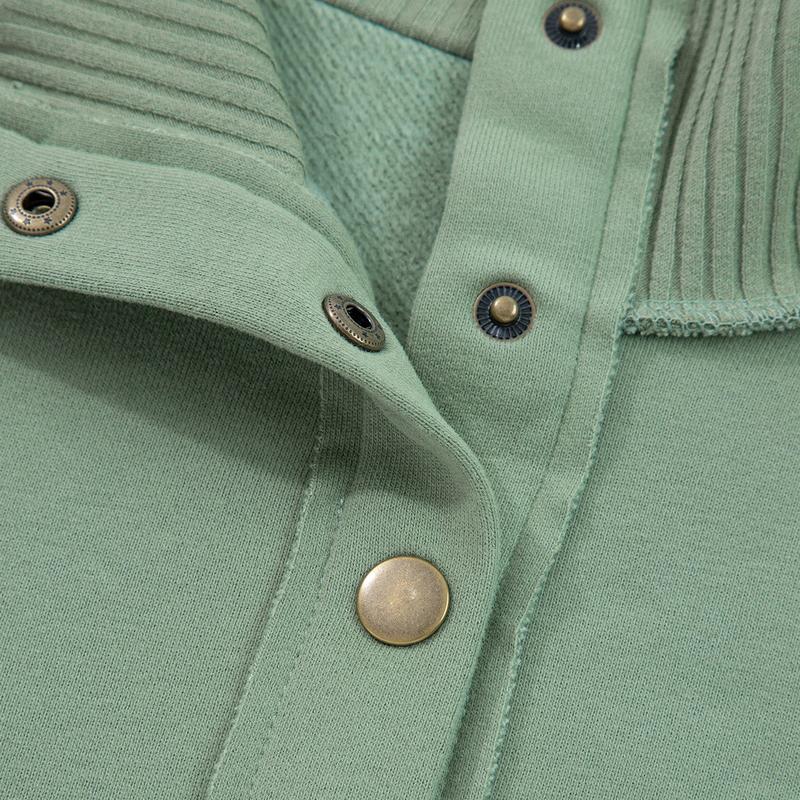 2025 Women's Fall Pullover Mockneck Button Down Ribbed Fit Lightweight Cozy Oversized Long Sleeve Sweatshirt Kangaroo Pocket for Everyday Wear - Seldom Seen Styles