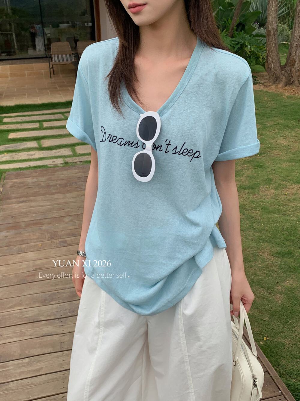 Breathable Linen Feel T-Shirt – Loose Fit U-Neck Casual Lightweight Summer Tee - Seldom Seen Styles
