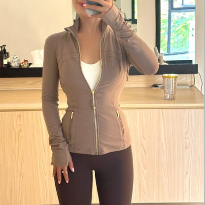 Yoga Clothes Autumn and Winter uarun Sports Jacket Women's Slim Stretch Zipper Running Yoga Fitness Long-Sleeved Upper Garment