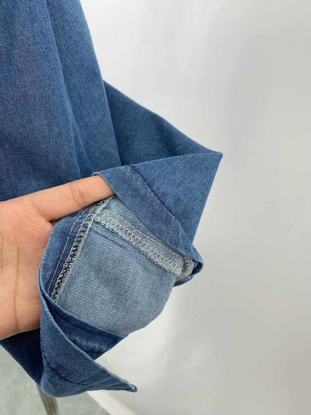 Women's Blue Denim Short Sleeve Shirt Dress with Belt Front Slit Midi Length Plus Size M L XL XXL 3XL 4XL - Seldom Seen Styles
