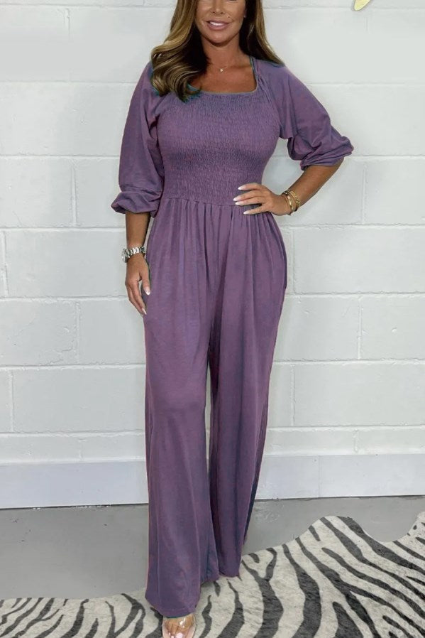 Hot  Comfort and Casual Elastic Wide Leg Jumpsuit