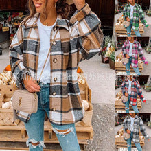 European and american hot2023ebay Amazon Winter New Women's Clothing Fashion Plaid Single-Breasted Coarse Wool Coat