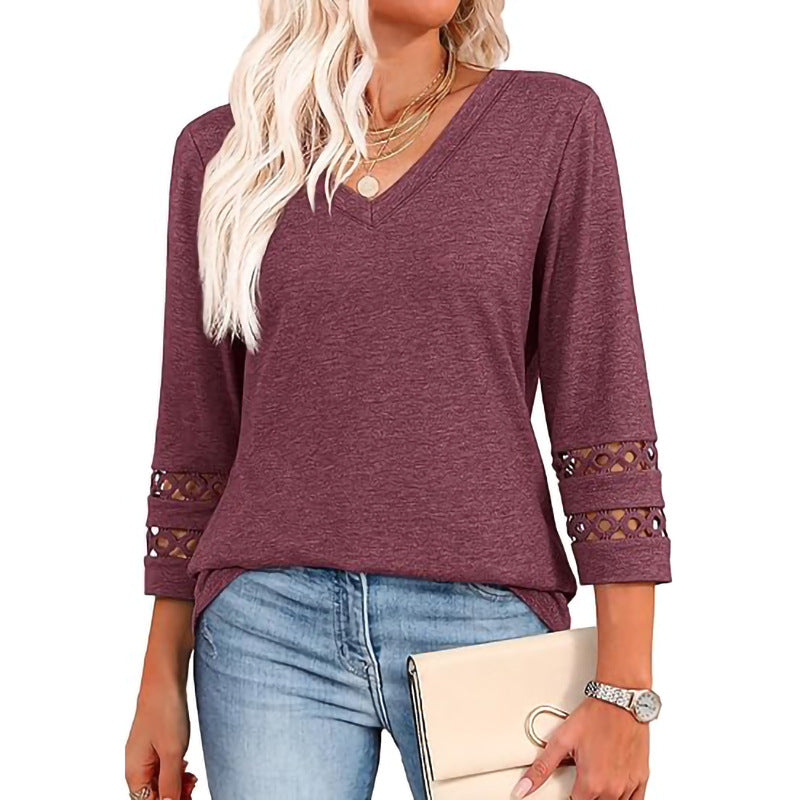 3/4 Length Sleeve Womens Tops Dressy Casual Blouses for Women 2025 Trendy V Neck T Shirts Summer Clothes - Seldom Seen Styles